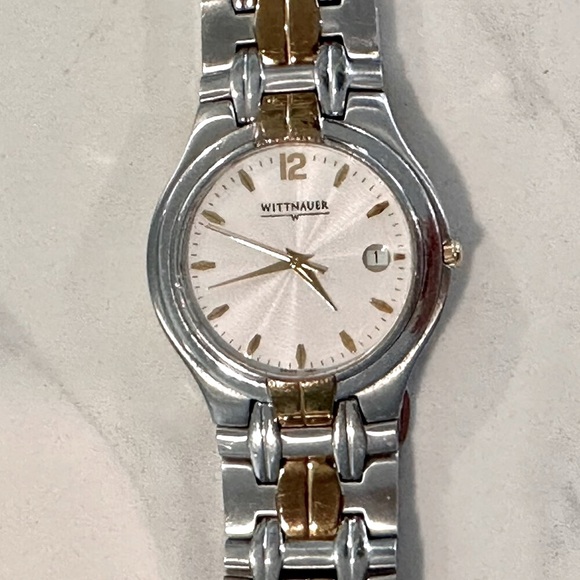 Whittnauer Mens Two Tone Swiss Watch-Sapphire Crystal, Stainless Steel Case-35mm - Picture 7 of 14